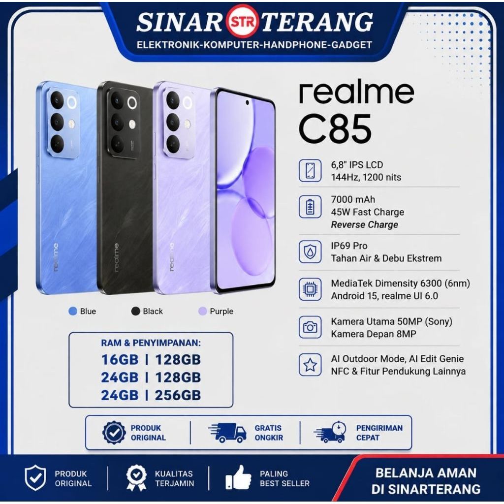 HP REALME C85 PRO 5G 8/128GB | 8/256GB GARANSI RESMI
