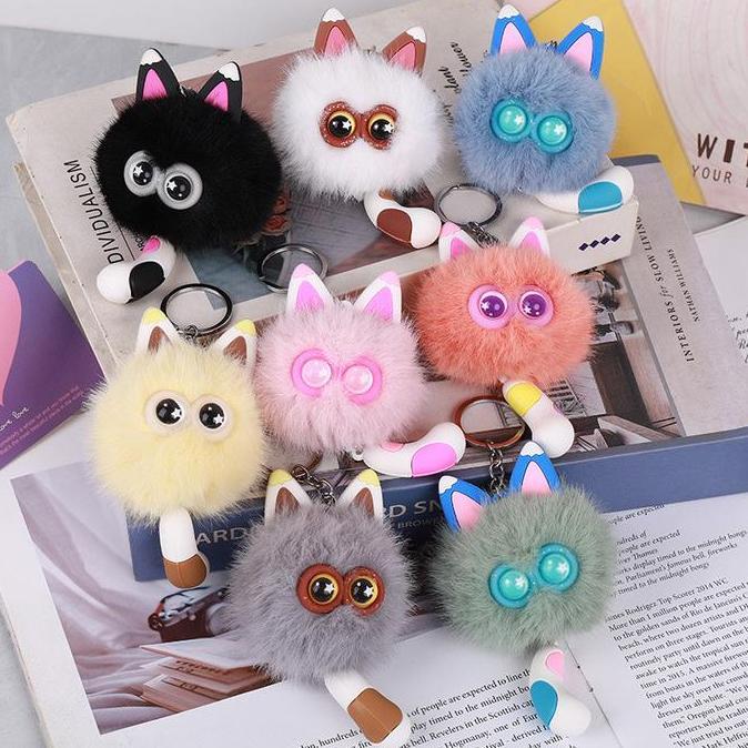 Briket Kucing Boneka Mewah Tas Kucing Mewah Liontin Tas Boneka Kartun Lucu Aksesori Gantungan Kunci 