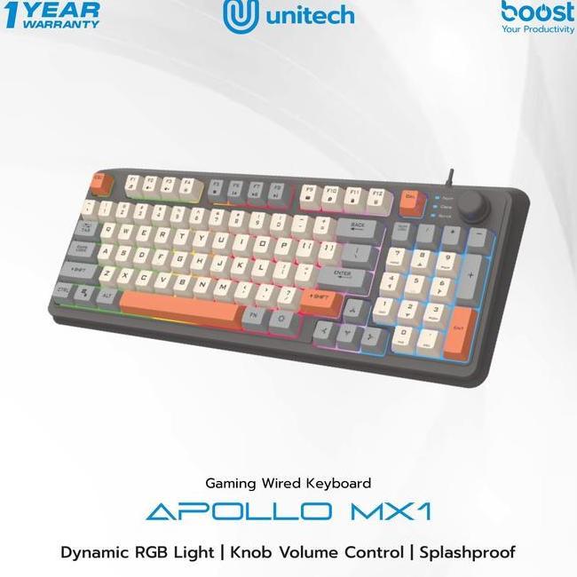 Keyboard Gaming Membrane Rgb Unitech Apollo Mx1 Wired Keyboard Rainbow Balht