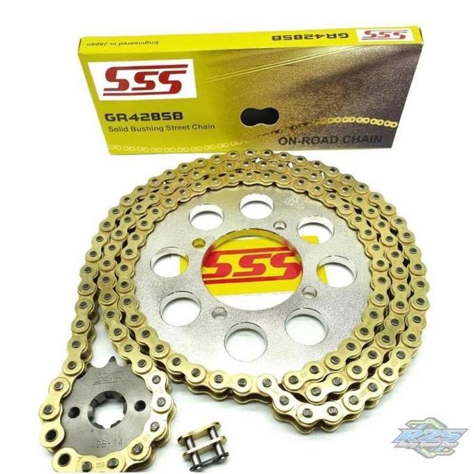 Gear Gir Set SSS SB 428H CB150R - Megapro Old - Megapro New - Ter - Sonic - Verza Rantai Gold SSS SB