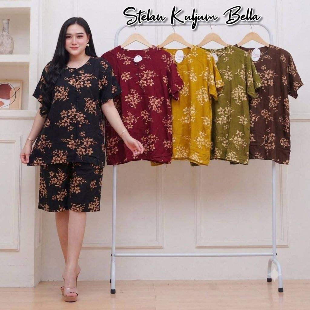 setelan kulot jumbo baju santai wanita busui baju tidur pendek bahan rayon premiun