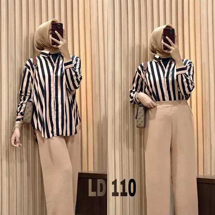 Unive- Setelan Nita Motif Salur Malika // One Set Nita Terbaru // Set Penjamas Kekinian