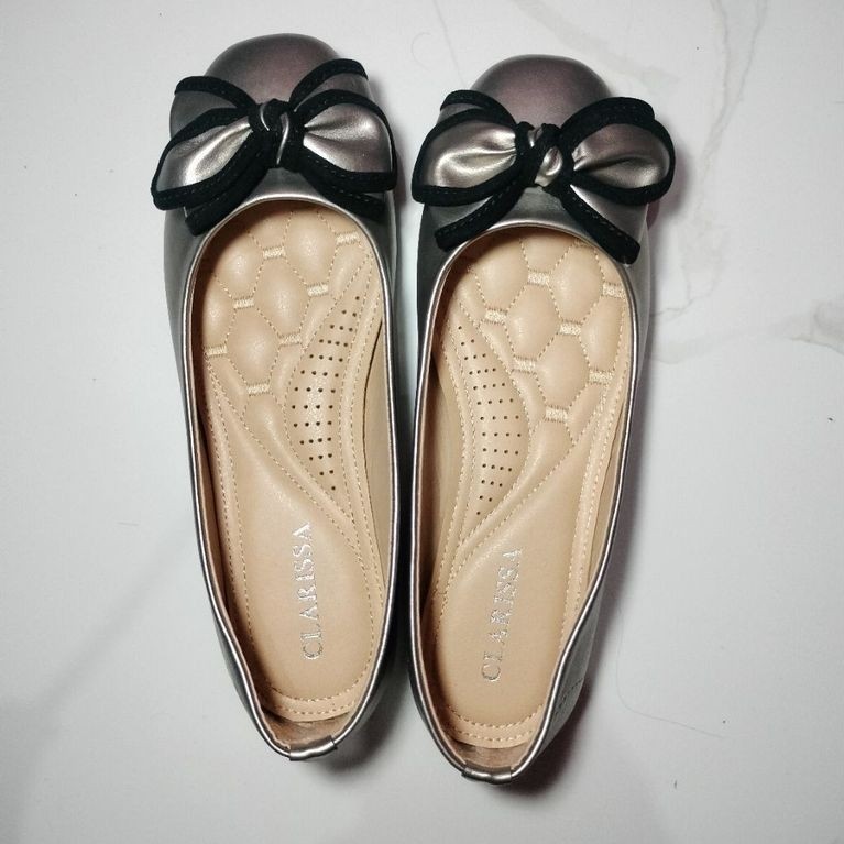 Flat Shoes Pita Green Love Clarissa Silver