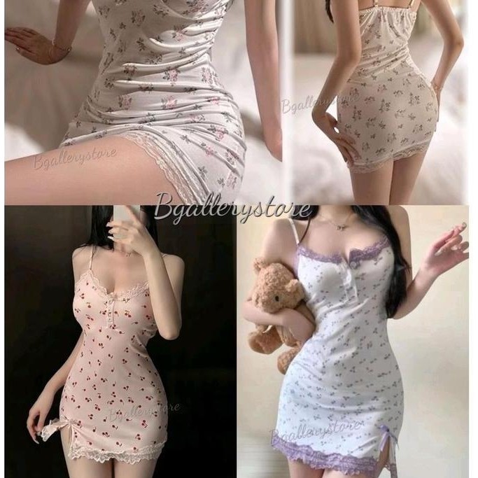 Dress Korea Mini Viral Wanita Press Body Lingerie Renda Lembut(Hanya Dress Saja)