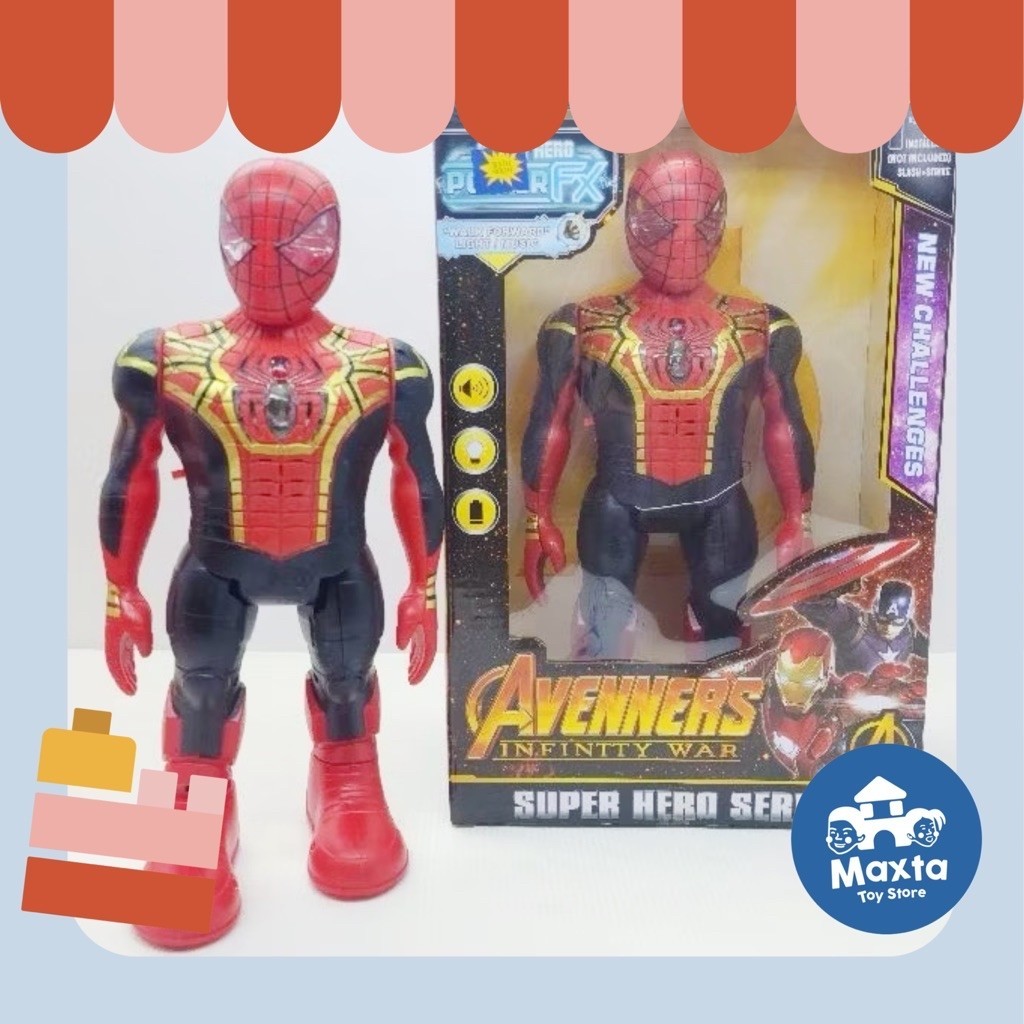Mainan Robot Toy story buzz-Spiderman bisa jalan ada Suara dan lampu