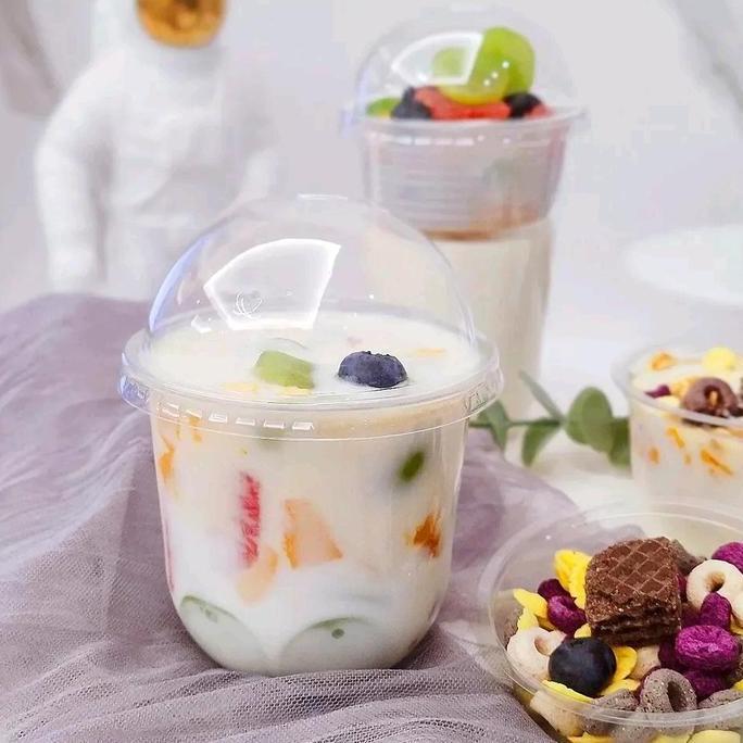 Pilihan - Cup Es Krim (10Set) 360Ml 250Ml +Tutup Tebal Cup Boba