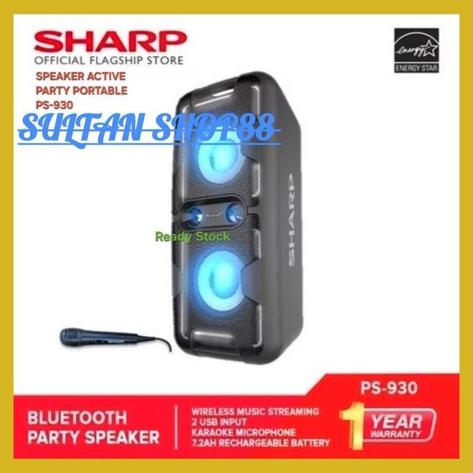 NEW SHARP SPEAKER AKTIF PS-930 PORTABLE PARTY WIRELESS BLUETOOTH I PS930