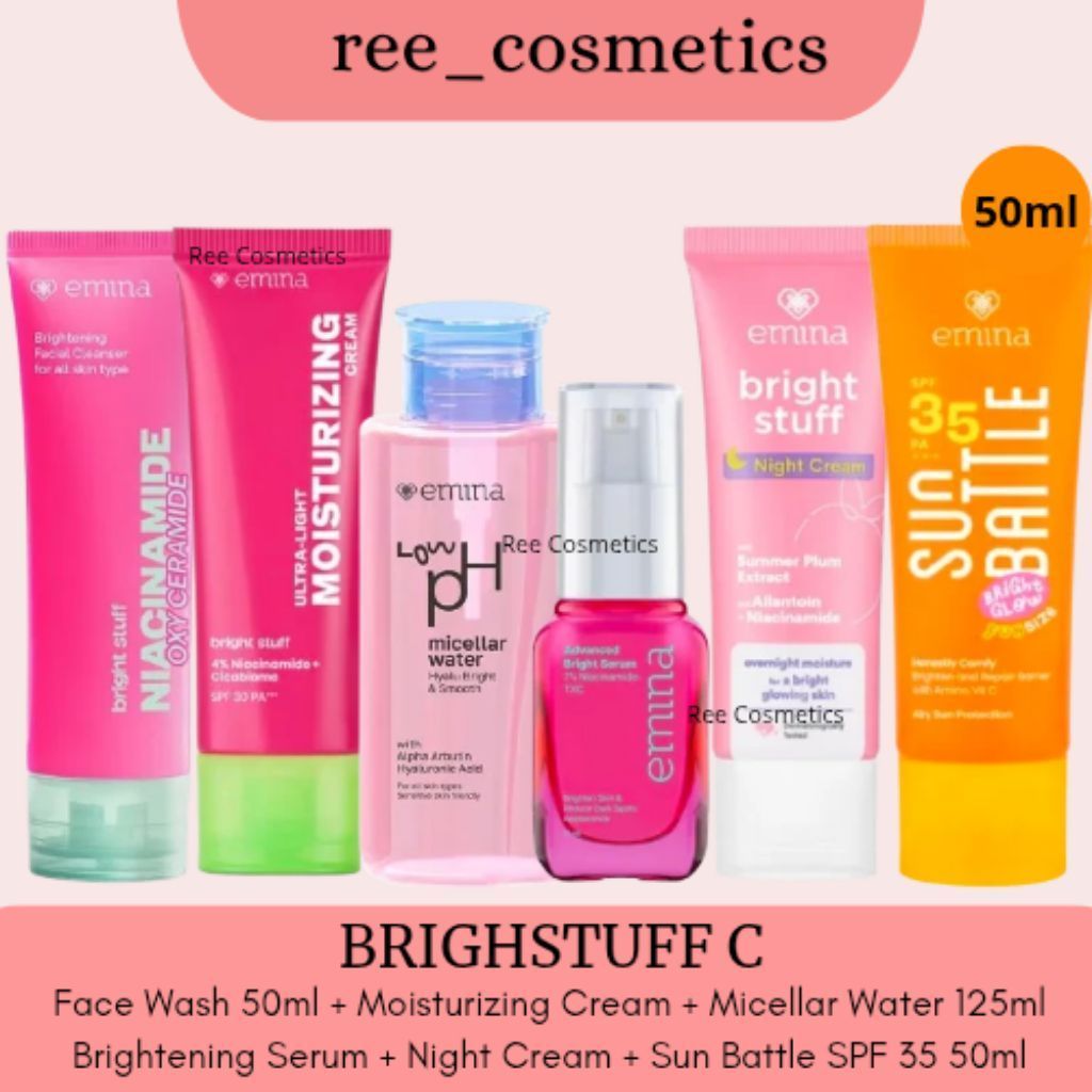 Emina Bright Stuff 1 Paket Lengkap | Emina Paket Lengkap | Paket Emina Lengkap 1 Set Komplit