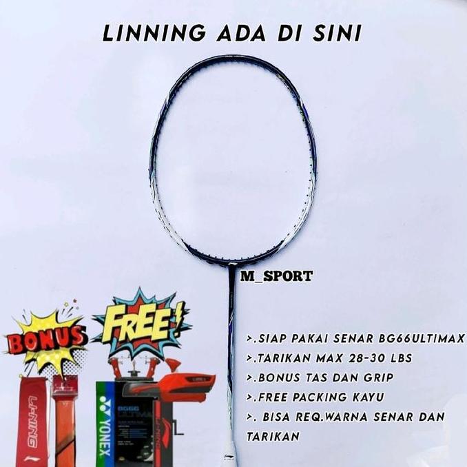 HILDA_SELLER61 - RAKET BADMINTON LINING SUPER TECTONIC 7 /AERONOUT 9000  30-32 LBS SIAP PAKAI FULLSE