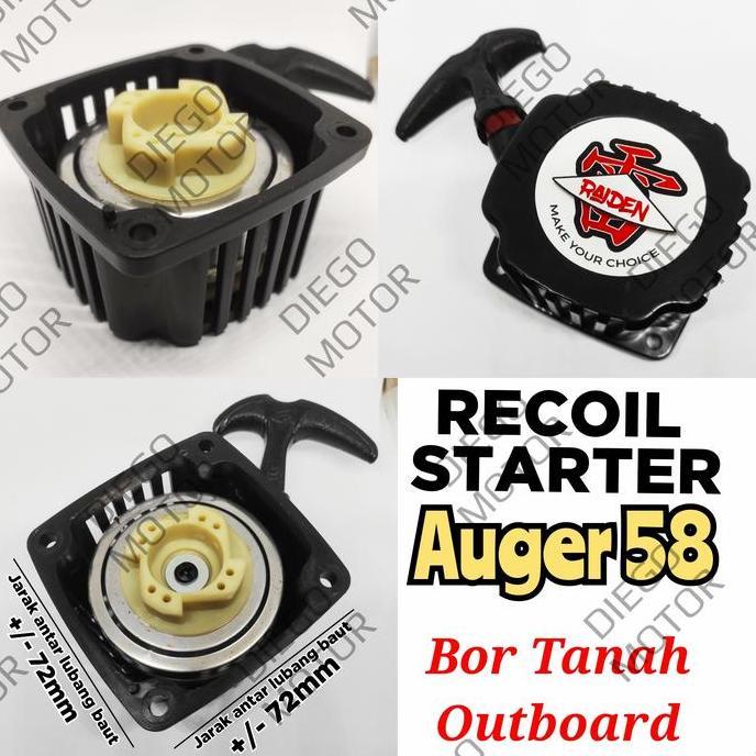 Recoil starter tarikan engkol mesin bor tanah biopori auger 58