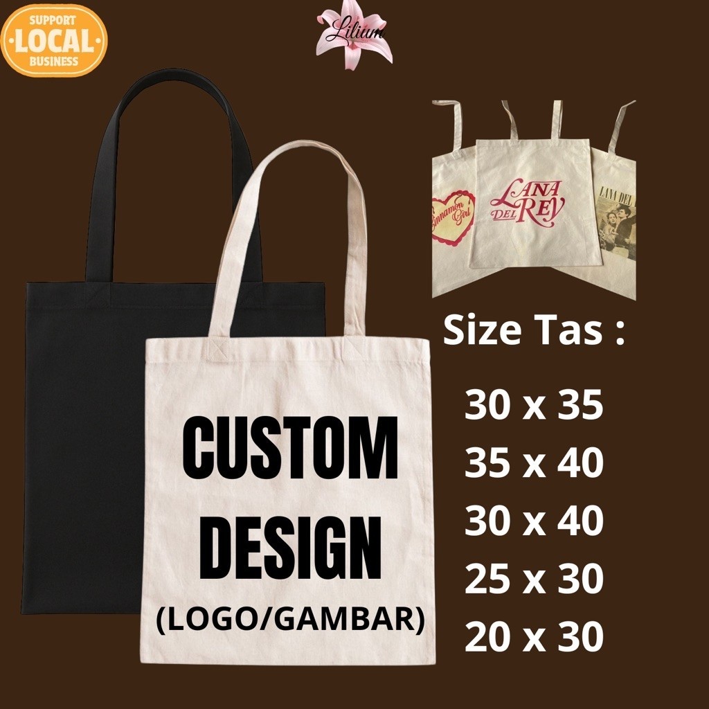 Totebag Custom Logo Sablon | Tas Blacu Canvas Custom Design Printing Logo Gambar | Goodie Bag Semina