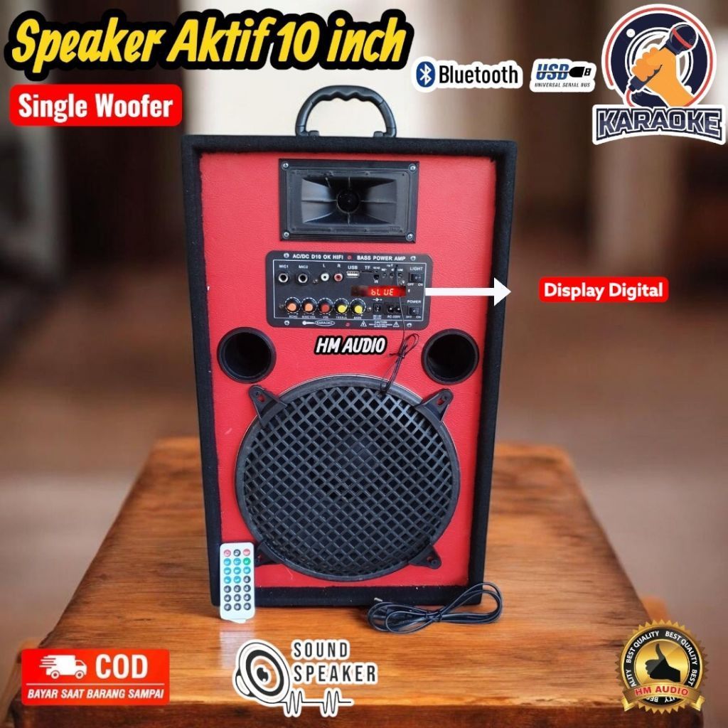 Speaker 10 inch Aktif Bluetooth Karaoke usb radio AC/DC