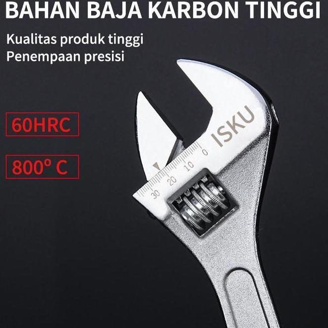 Isku Kunci Inggris 812 Tools Alat Perkakas Adjustable Wrench Logam