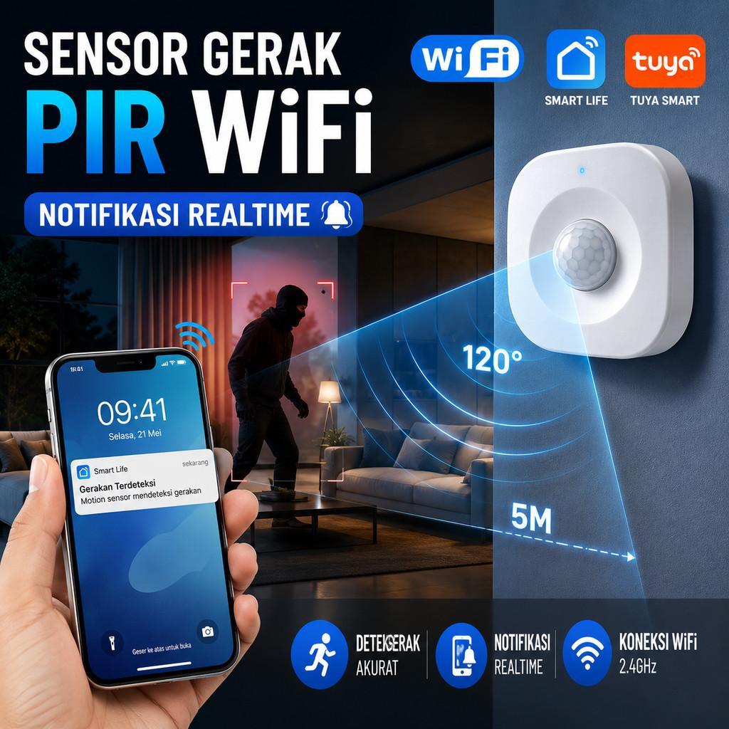 Sensor Gerak PIR WiFi Online Realtime App Notification Tuya Smart Motion Detector Human Body Movemen
