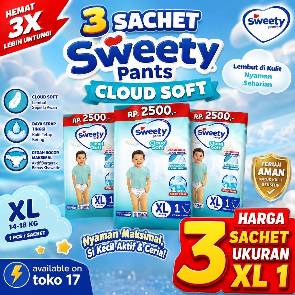 Harga 3 Sachet Sweety pants XL 1 IGR