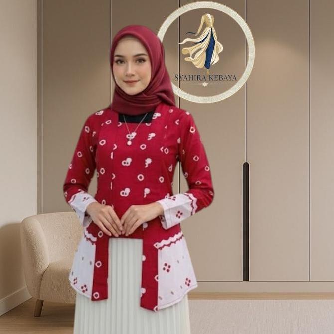Syahira Kebaya Atasan Kebaya Jumputan Kutu Baru Wanita Model Gadis Kretek Batik Kain Katun Dress Pan