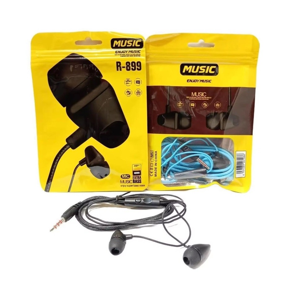 Headset Handsfree Stereo + Mic Earphone R899 Extra Bass bisa telepon dan dengar musik
