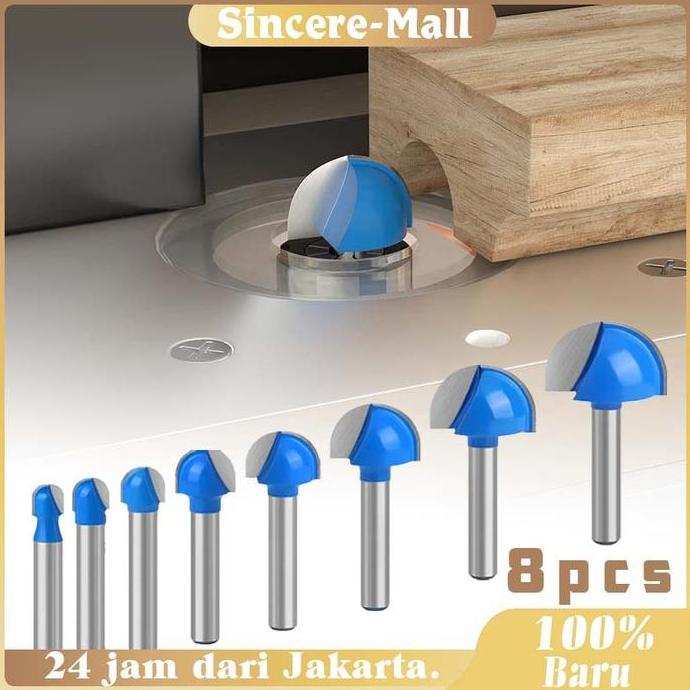 KASDIUM 8Pcs Mata Router Kayu Round Bit / Mata Profil Sloting Bit / Mata Profil Router CNC / Mata Ro