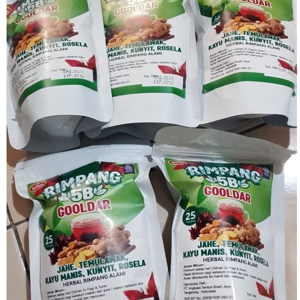 TEH herbal Rimoang 5B. Jahe, temulawak, kunyit,kayu mnais , rosella