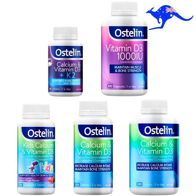 OSTELIN Calcium Vitamin D3 130 Tablets 300 1000iu Capsules Cal-DK2 60