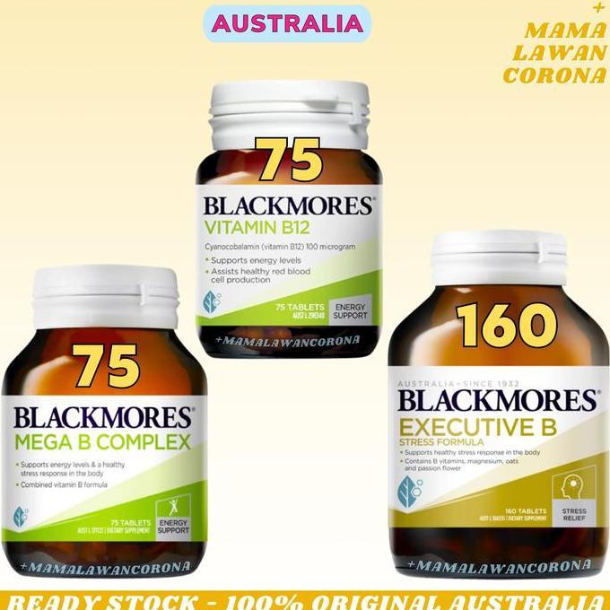 Blackmores Mega B Complex 75 Tablets Vitamin B12 B 12 / Executive Stress Formula 160 Tablet