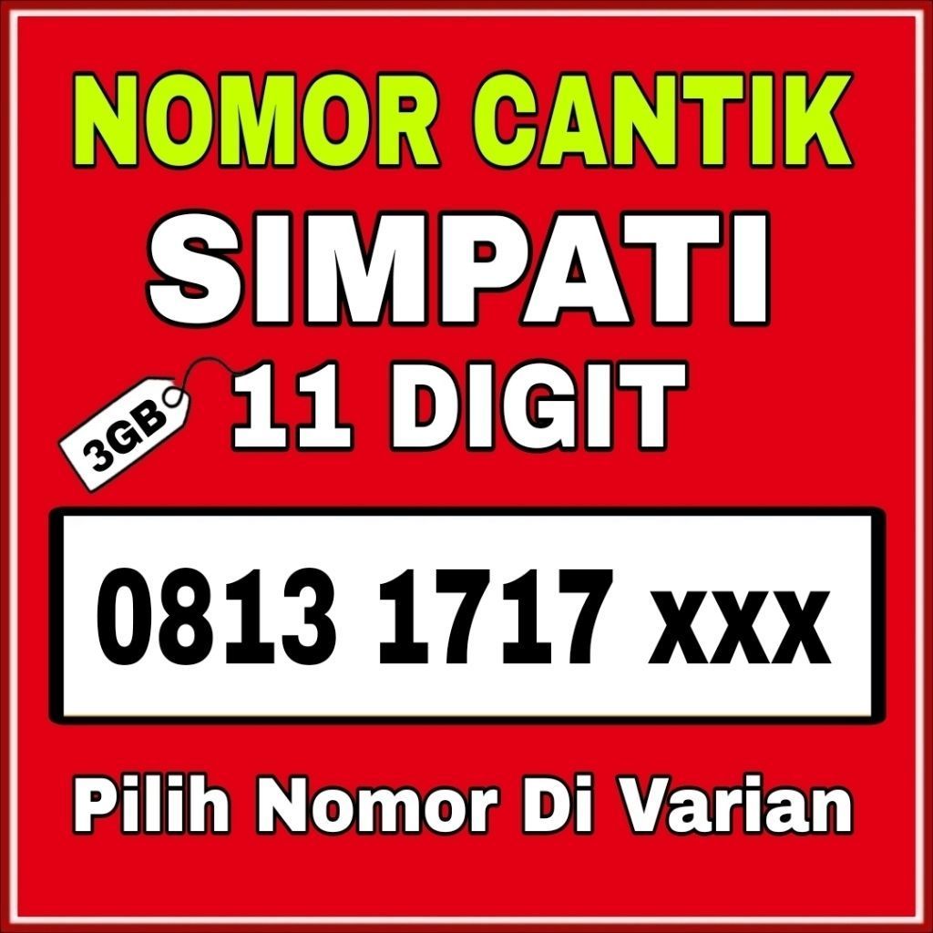 NOMOR CANTIK SIMPATI 11 ANGKA KARTU PERDANA TELKOMSEL SUPER RAPIH 1717