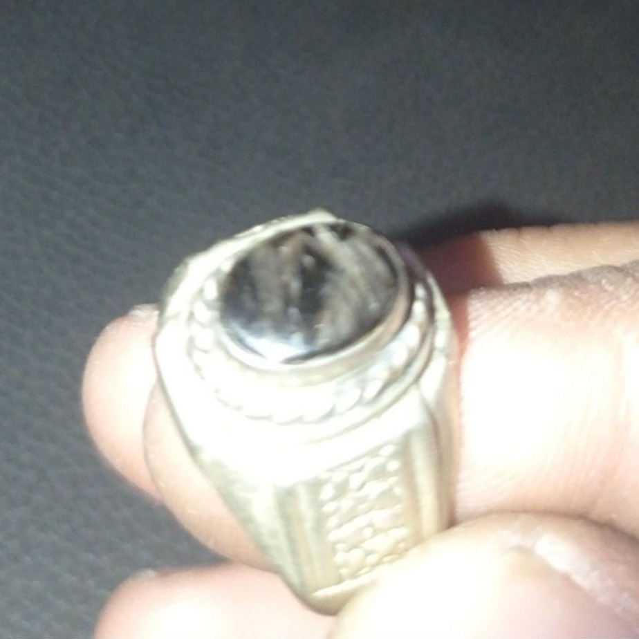 Cincin Batu Natural Bulu Macan (Basaltic Tiger Glass)