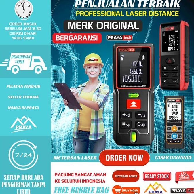 100m laser distance meter / meteran laser PRAYATECH 100 meter digital