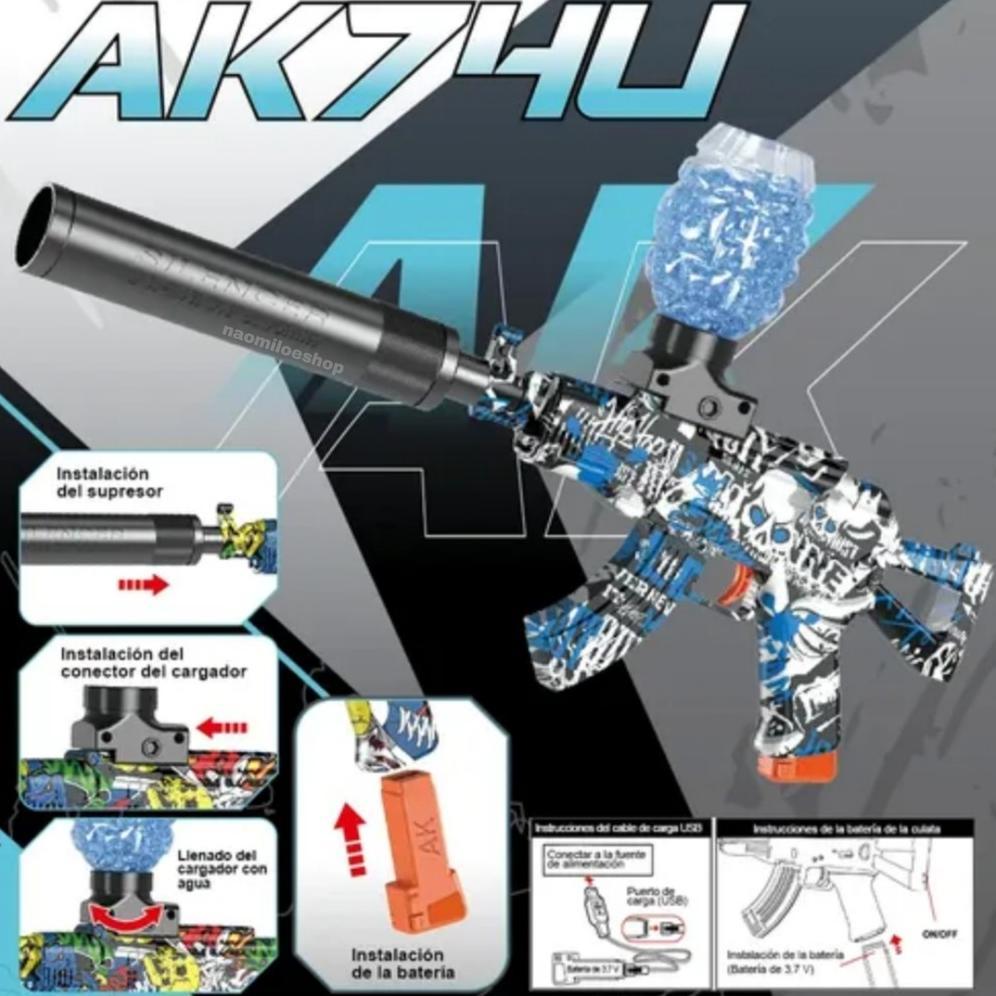 Automatic Ball Gun Electric AK477 mainan pistol peluru jelly ak477 otomatis size  mainan tembakan wa