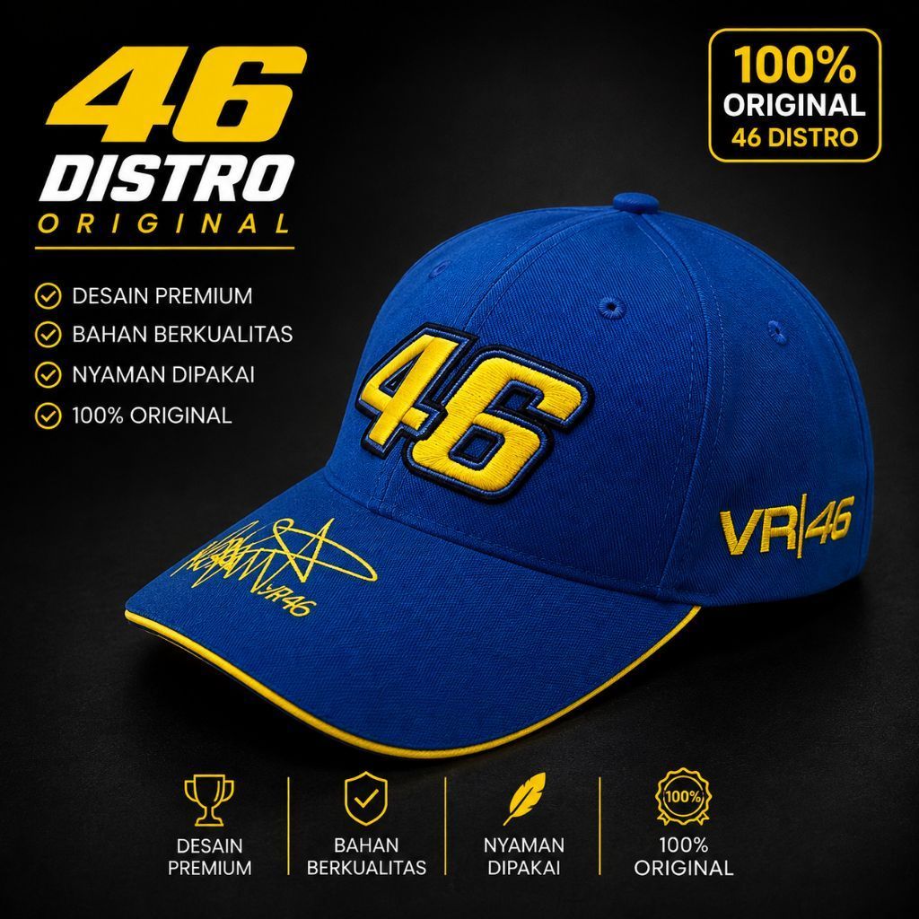 TOPI 46:VR VALENTINO ROSI BORDIR PRODUK DISTRO