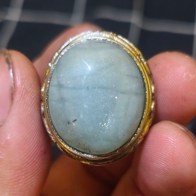 Cincin Batu Akik Aquamarine Asli Natural
