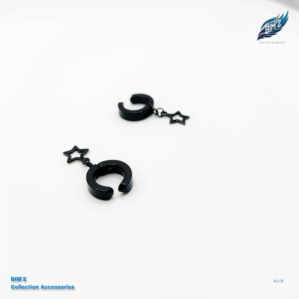 Anting Jepit Hoop Black Star