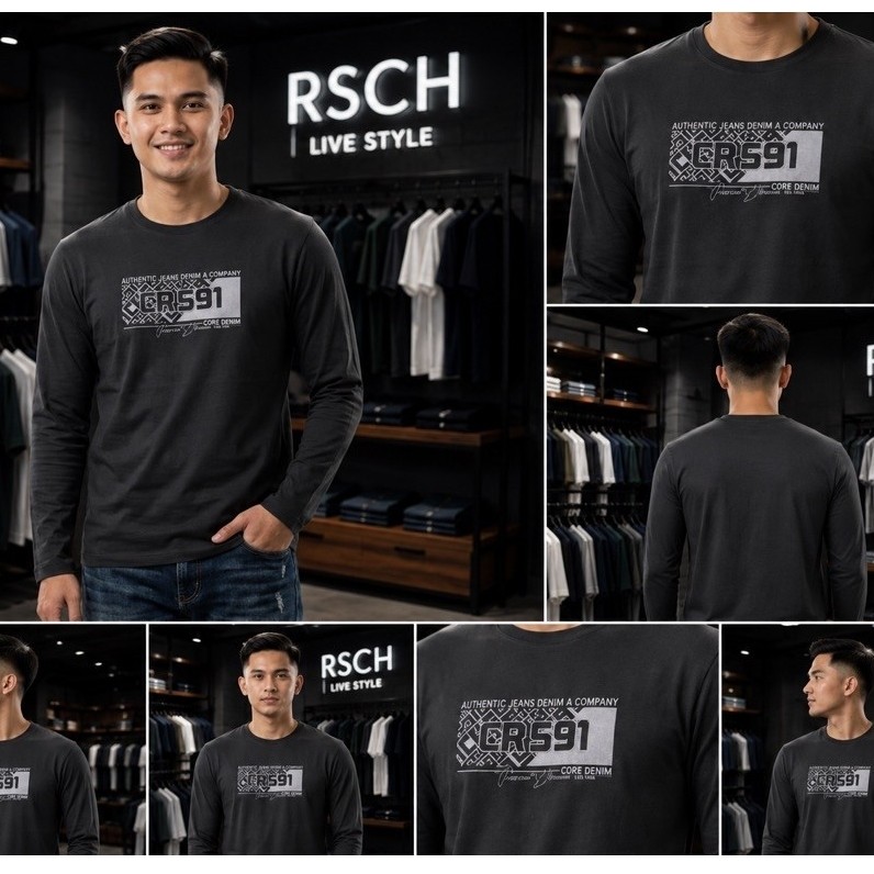 Kaos Oblong Distro Pria CRS 91/SRS 91 Original SABLON RANDOM SIMPLE Basic Lengan Panjang M-XXL