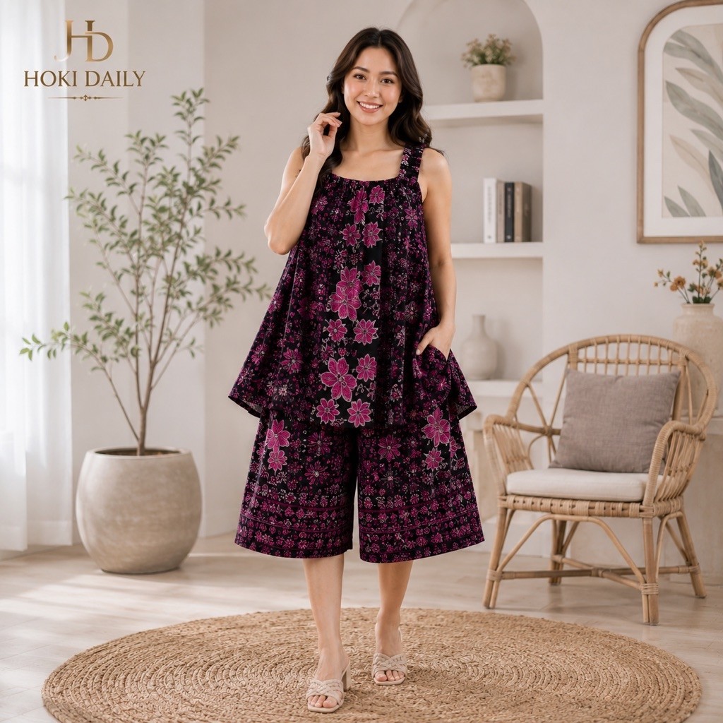 HOKI 89 DAILY | LIE-ING SETELAN BATIK CETAK WANITA HOTPANTS PAPAN PREMIUM JUMBO XXL MUAT BB 50-65KG 