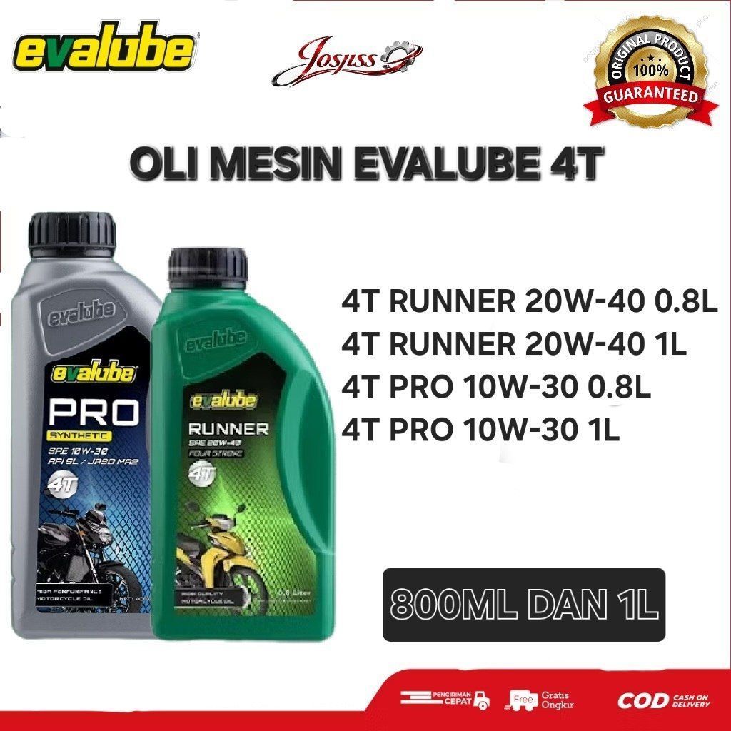 OLI MESIN EVALUBE 4T RUNNER DAN PRO UKURAN 800ML DAN 1L ORIGINAL 100%