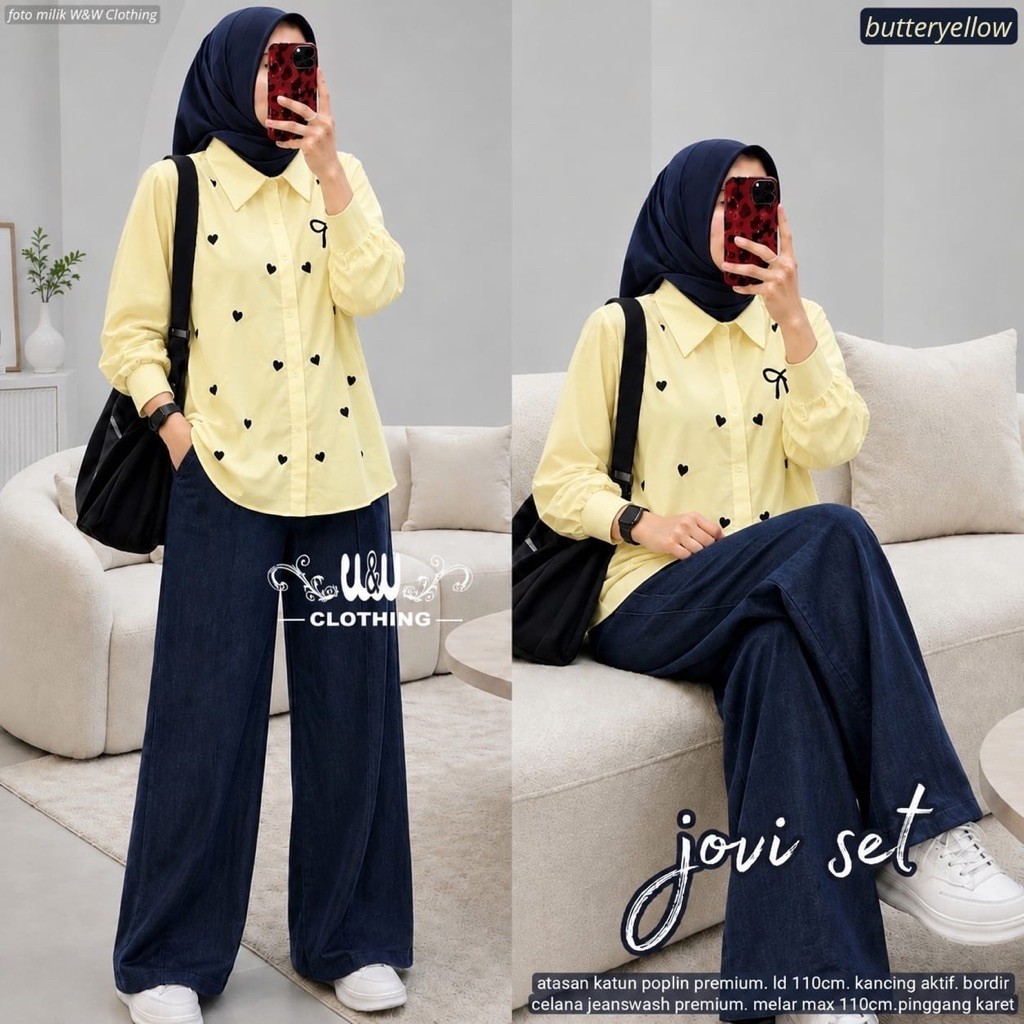 Jovi Set Celana Setelan Baju Wanita by WW Realpict