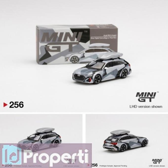 Miniatur Audi RS 6 Avant Silver Digital Roof Box MiniGT MGT 256 1/64