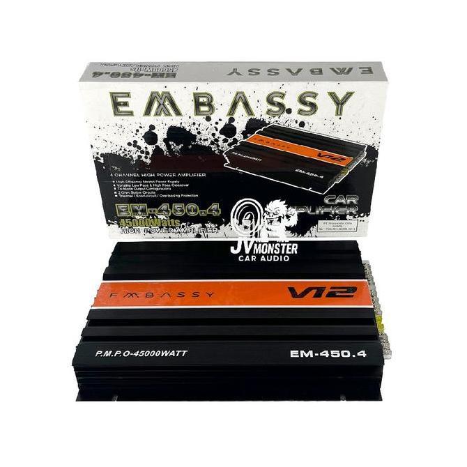 Embassy Power Em450 V12 Max Power P.M.P.O 40Watt Amplifier Audio Hh Power Dengan Mosfet Efisien Dan 