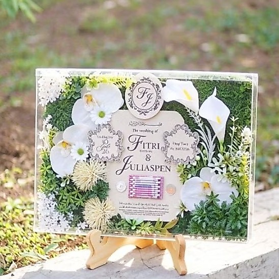MAHAR PERNIKAHAN AKRILIK FULL BUNGA GARDEN BACKGROUND / MAHAR NIKAH MURAH FREE PACKING KAYU