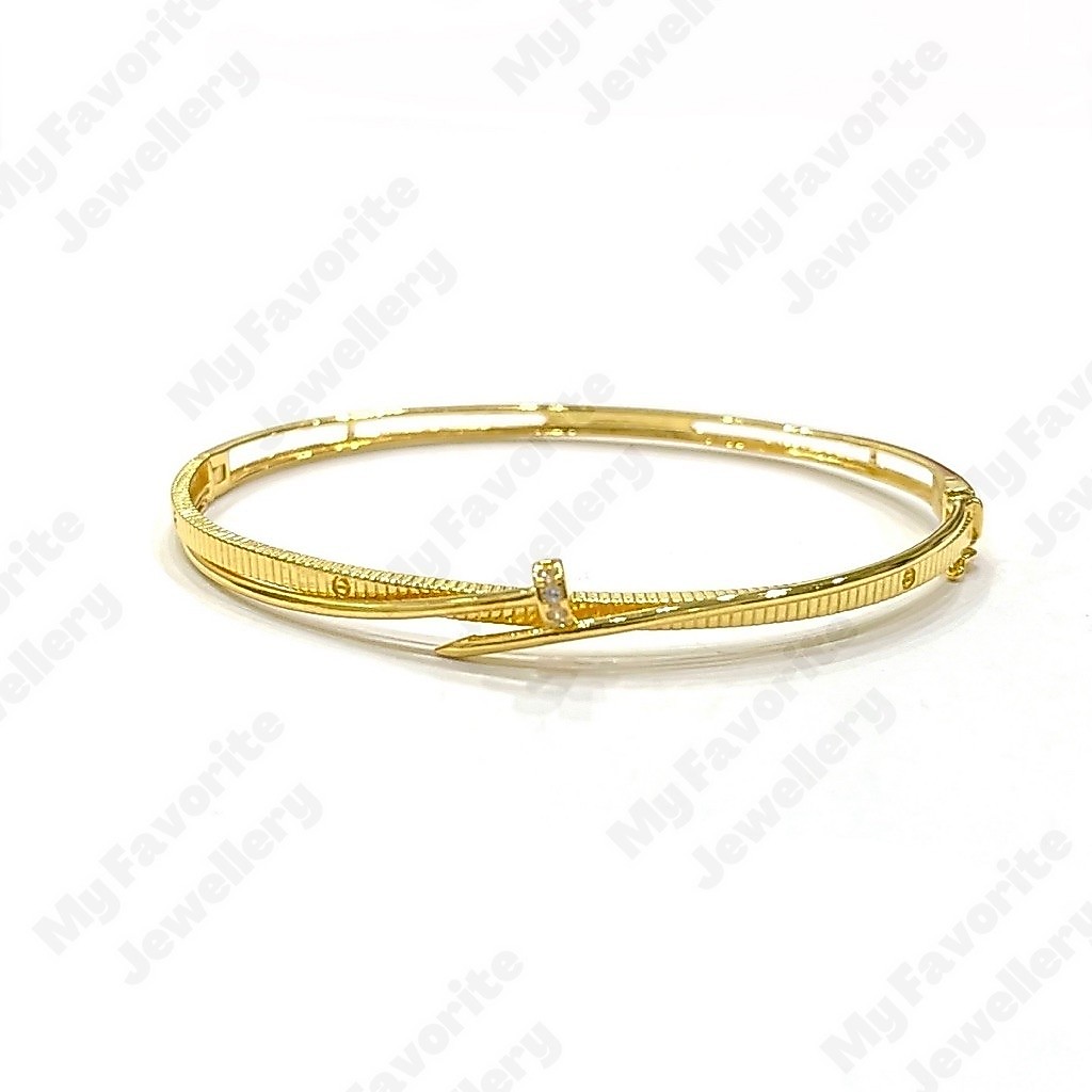 Gelang Paku Lilit Garis Emas Asli Kadar 700 16K