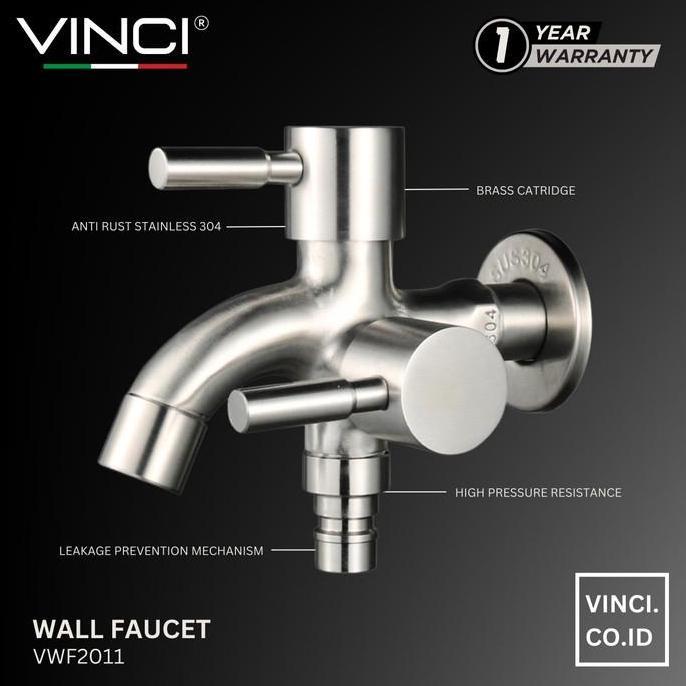 Lider- Vinci Keran Cabang Air Double Shower Tembok Kran Air Dinding Cabang 2 Dobel Sower Ll Shower M