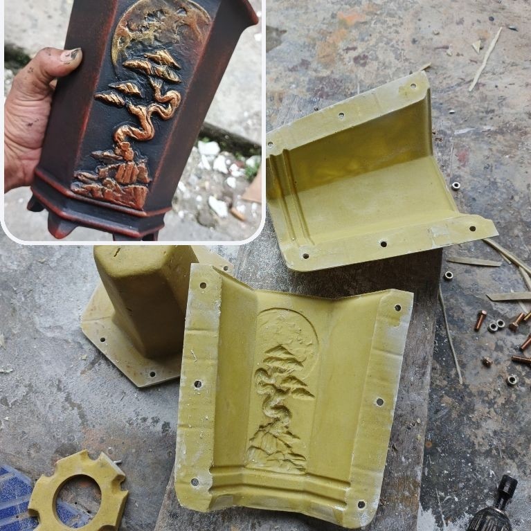 ‎Cetakan Pot Bonsai Cascade relief Segi 6