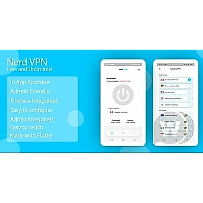 Nerd VPN : Flutter VPN App for Android with IAP - Source Code Aplikasi Mobile