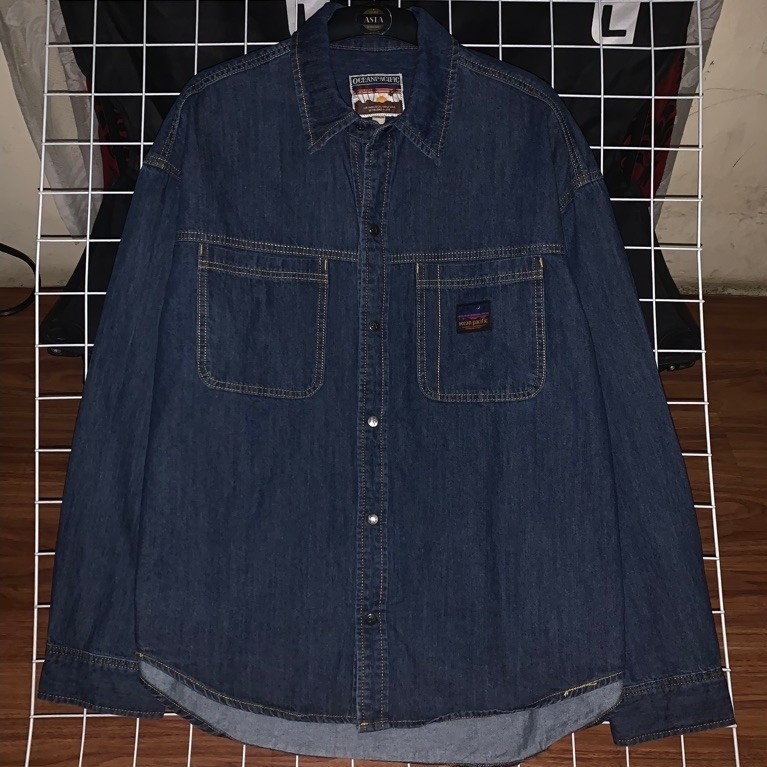 kemeja pria denim ocean pacific lengan panjang preloved size XL