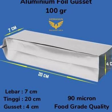 bidahngabidah - 100pcs aluminium foil gusset 7 x 20 termurah / kantong gusset, kemasan gusset
