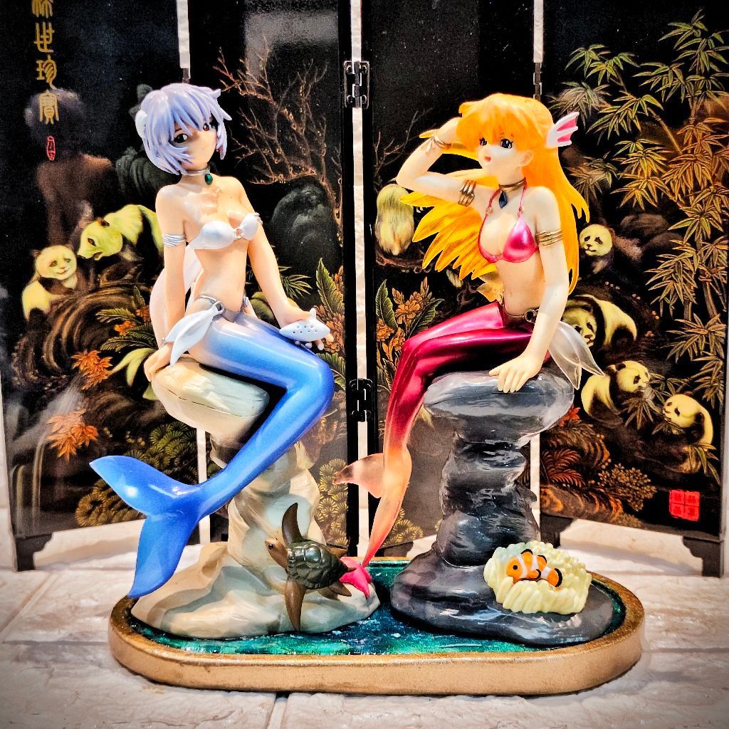VINTAGE NEON GENESIS EVANGELION ASUKA REI MERMAID FIGURE