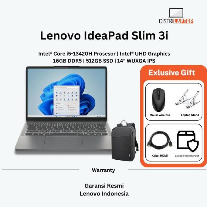 robyseller2 - lenovo ideapad slim 3i i5-13420h ram 16gb 512gb ssd ohs w11 ideapad slim 3 14irh10 bes