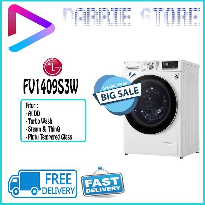 Allthebest- LG FV1409S3W MESIN CUCI FRONT LOADING 9 KG FV-1409S3W FV1409 1409S3W