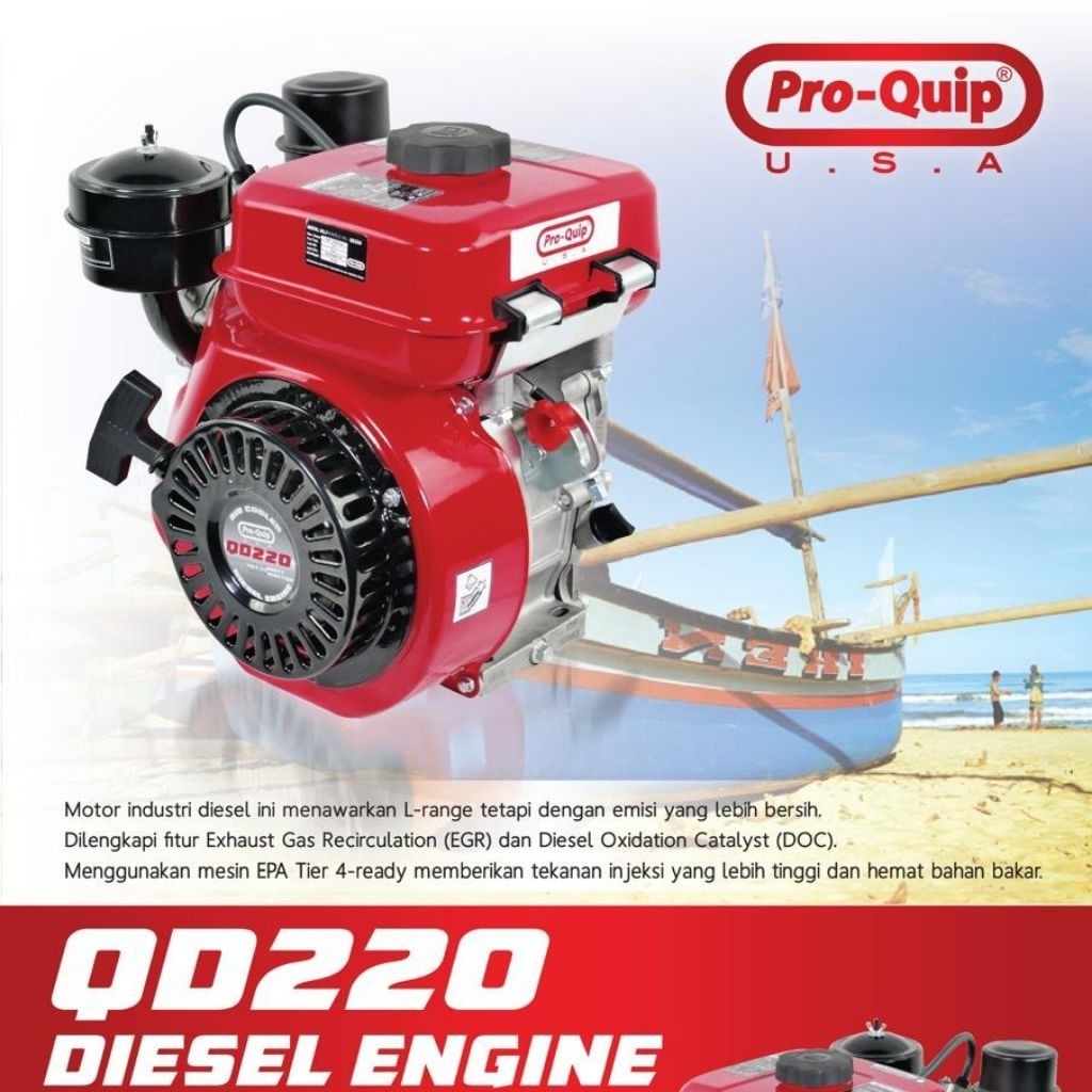 Engine Penggerak DIESEL 9HP PROQUIP QD220 9PK / Mesin Penggerak Serbaguna Solar Diesel Ketinting Mes