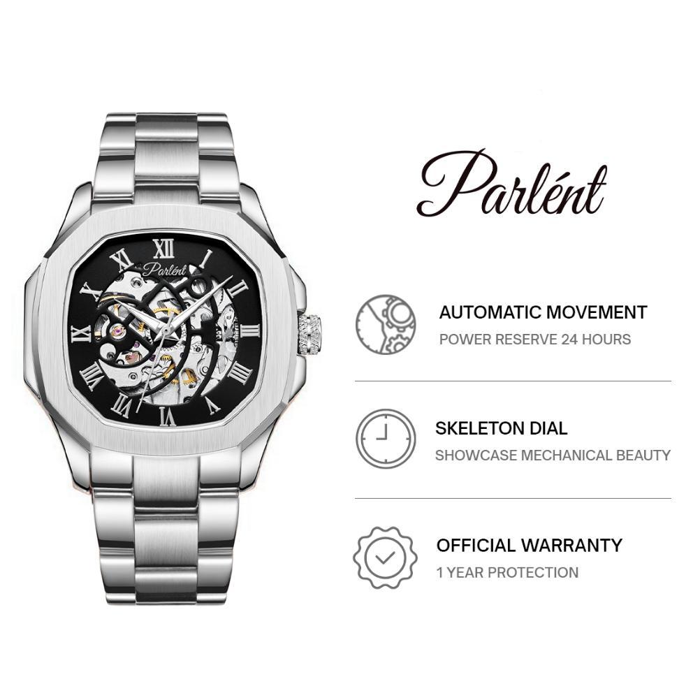 Parlent Gallant Vortex Steel - Jam Tangan Pria 42mm, Automatic Movement, Waterproof 5ATM (50M), Stai